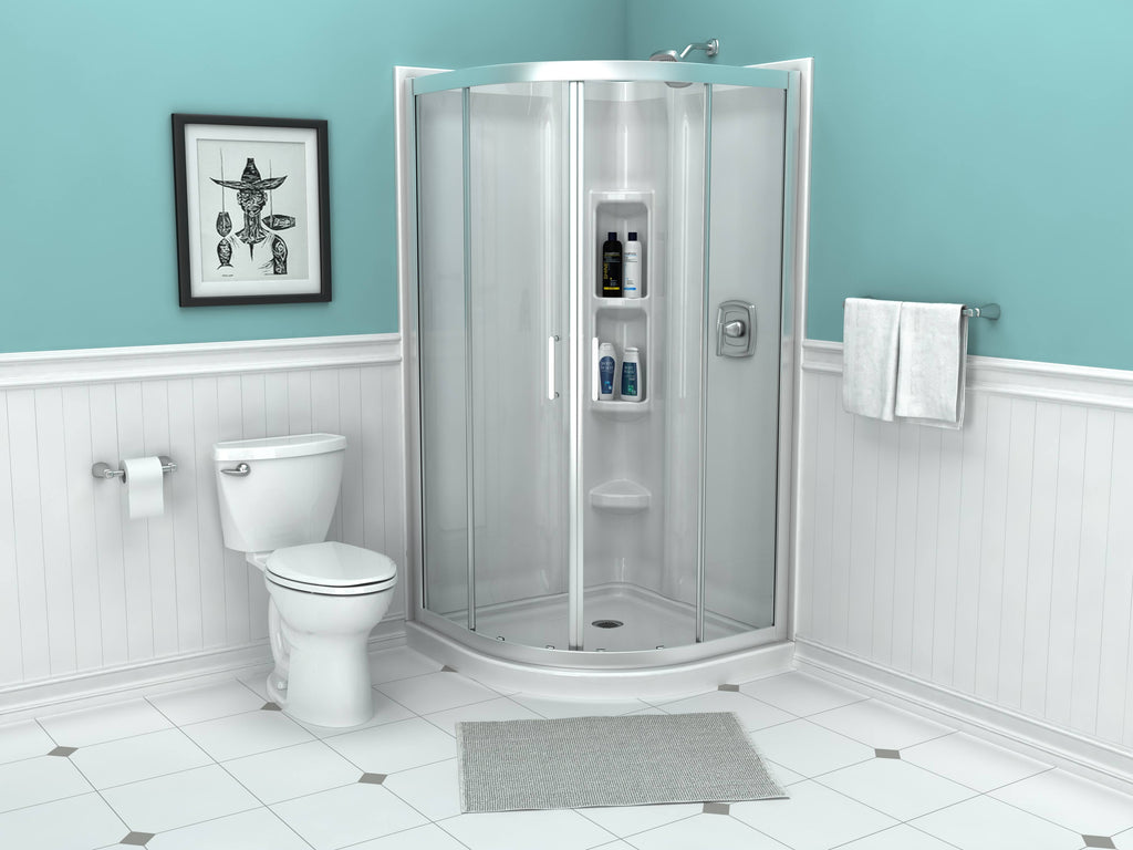 Framed Curved Chrome Shower Door X173
