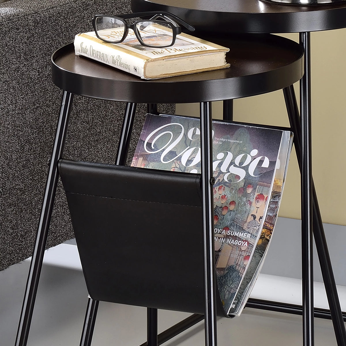 Matte Black Steel 2-Piece Nesting Tables Set J41016
