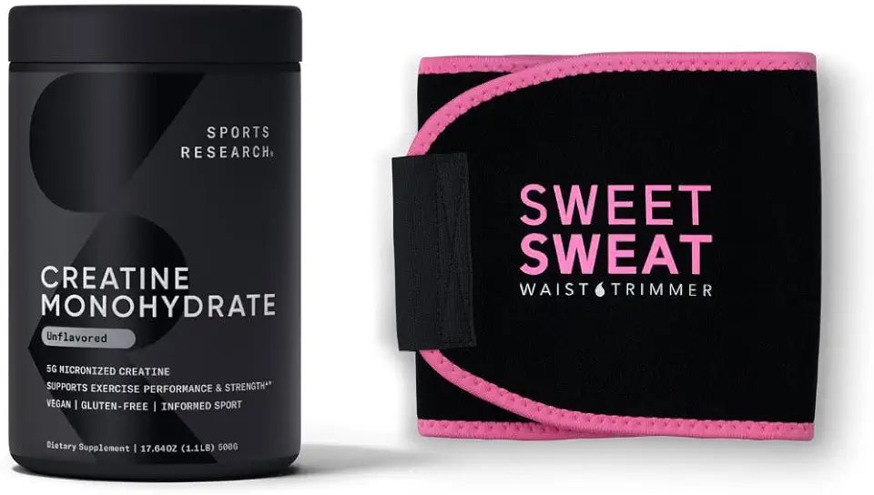 Creatine Monohydrate and Waist Trimmer Black/Pink Medium O749