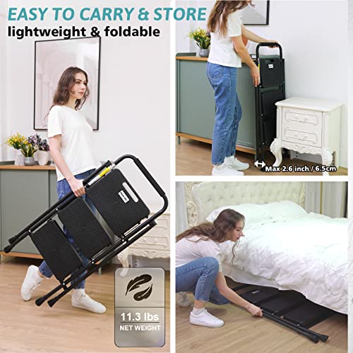 3 Step Folding Steel Step Ladder with Handgrip, 500 Lbs, Black C729