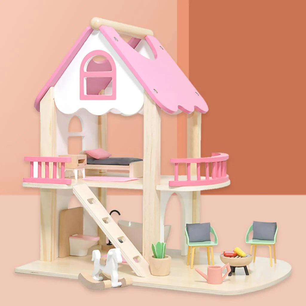 Miniature Castle Doll House with Doll Accessories Bedroom Educational Toys Y49418