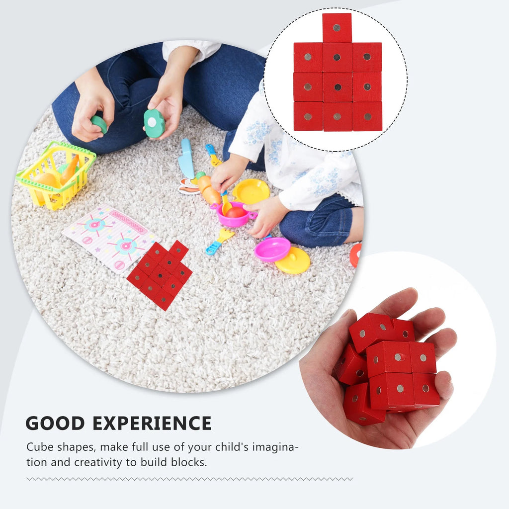 10 Pcs Wooden Magnetic Cube Building Blocks P178
