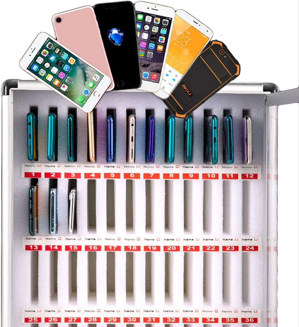 60 Slots Aluminum Alloy Cell Phones Storage Cabinet with Lock Z784