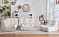 Beige Faux Fur Memory Foam Bean Bag Chair U1554