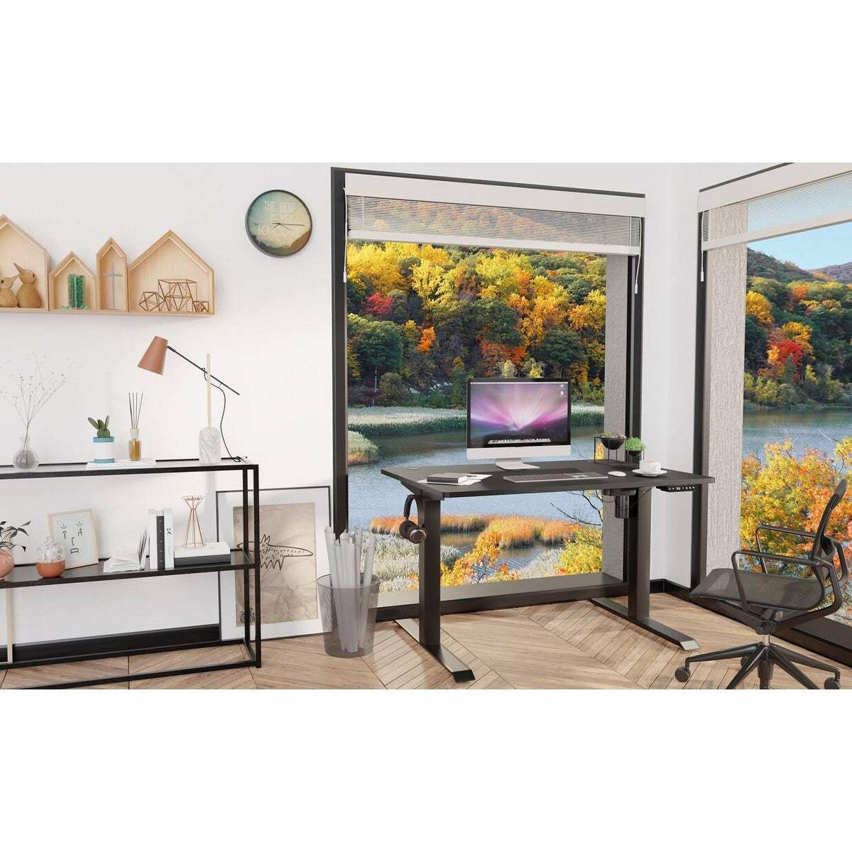 Black Height Adjustable Electric Standing Desk with Splice Board G30695
