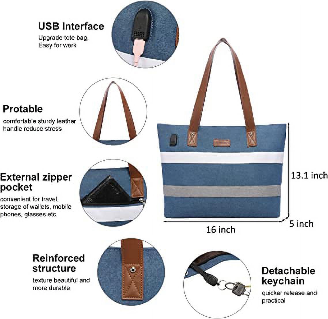 Work Tote Bag for 15.6" Laptop with Small Purse Clutch Bag-2pcs Set S4822