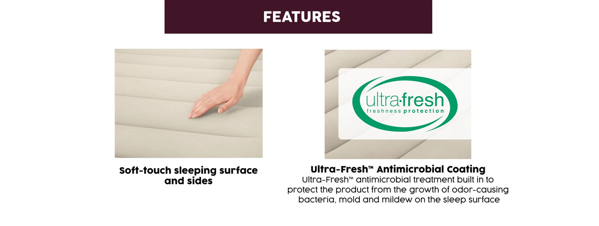 Maroon Queen Air Mattress with Built-in Pump K27244