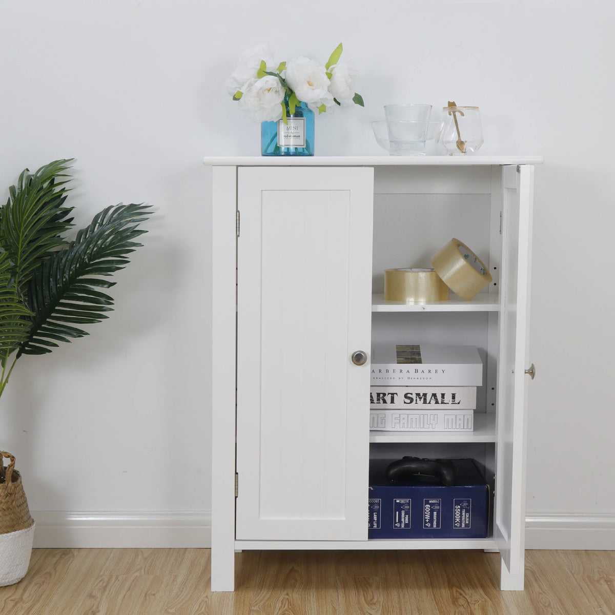 White 2-Door Wooden Bathroom Storage Cabinet T905009