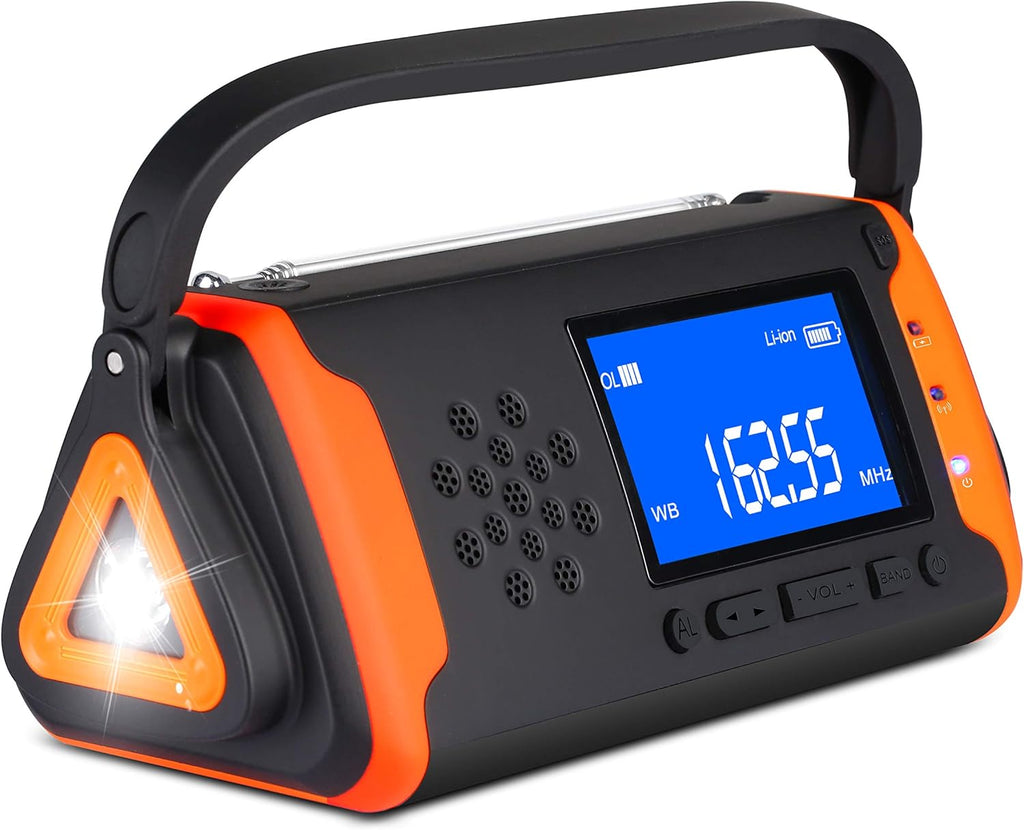 Solar Powered Hand Crank AM/FM/NOAA Emergency Weather Alert Radio with LED Flashlight, Pack of 2 N3502