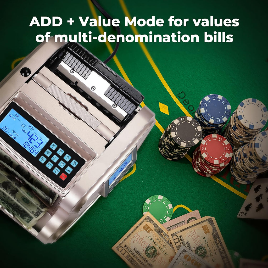 Rose Gold Money Counter Machine with 3 Screens V567