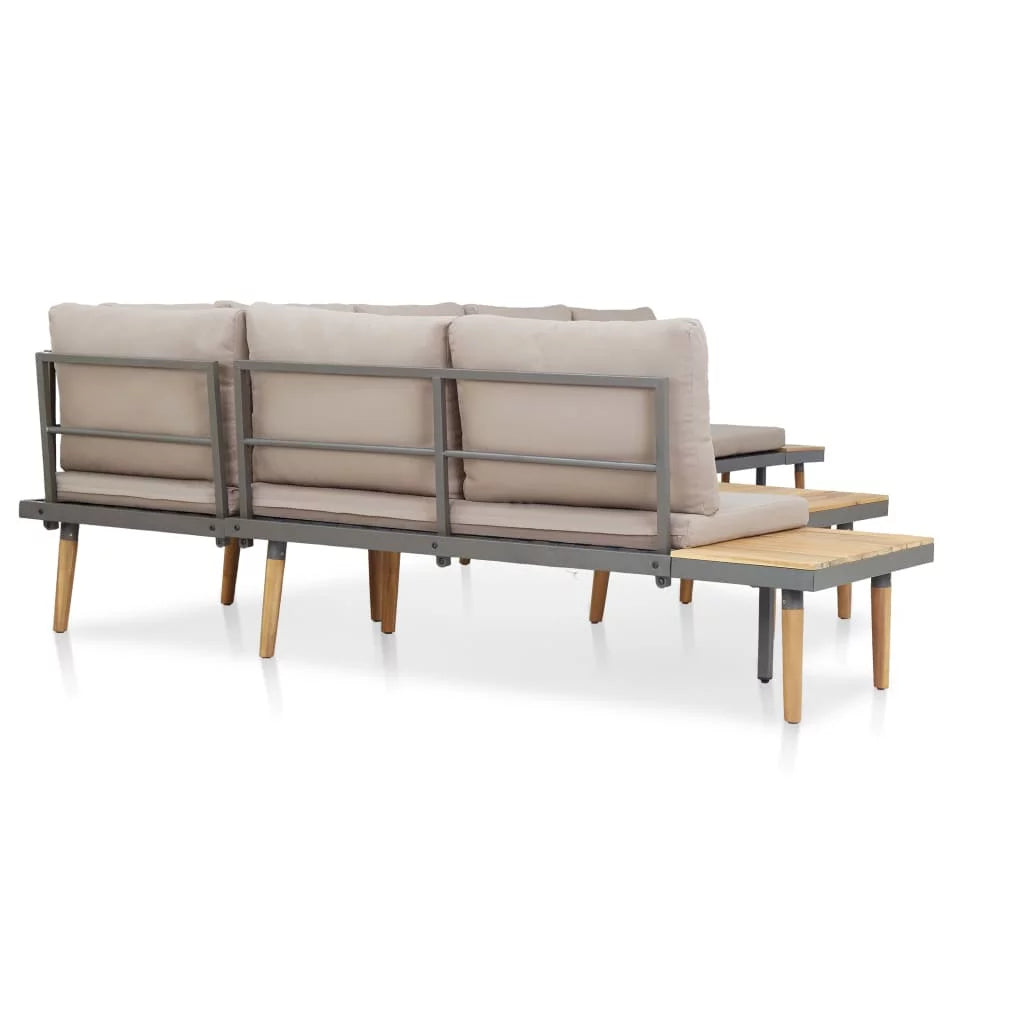 7-Seater Patio Lounge Set with Cushions Acacia Wood Brown O49983