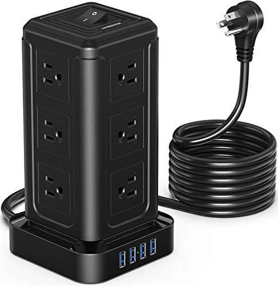 Power Strip Tower with 12 AC Outlets, 4 USB Ports and 10ft Extension Cord C318523