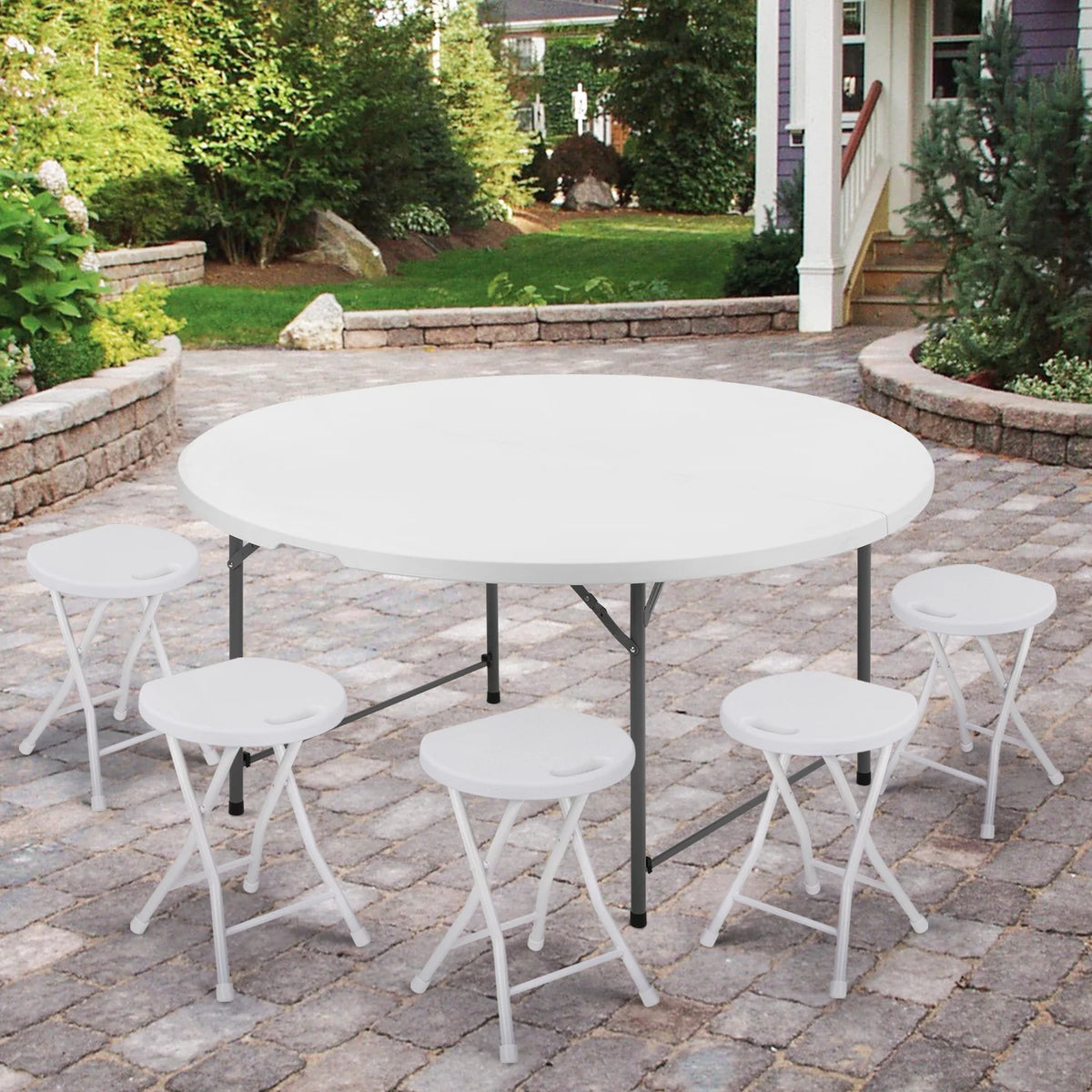 5 Foot Round Bi-Fold Plastic Table W6989
