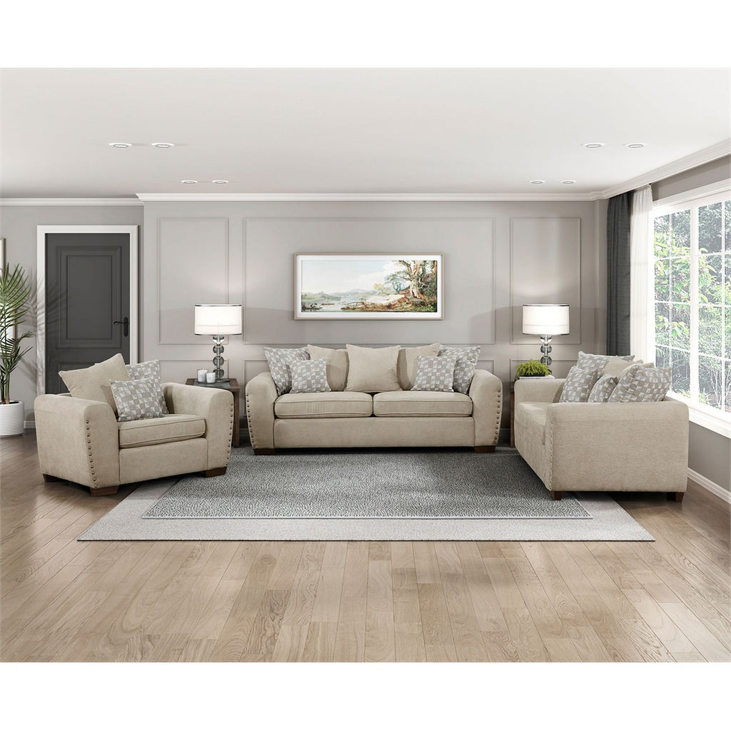 Light Brown Chenille Loveseat T8191