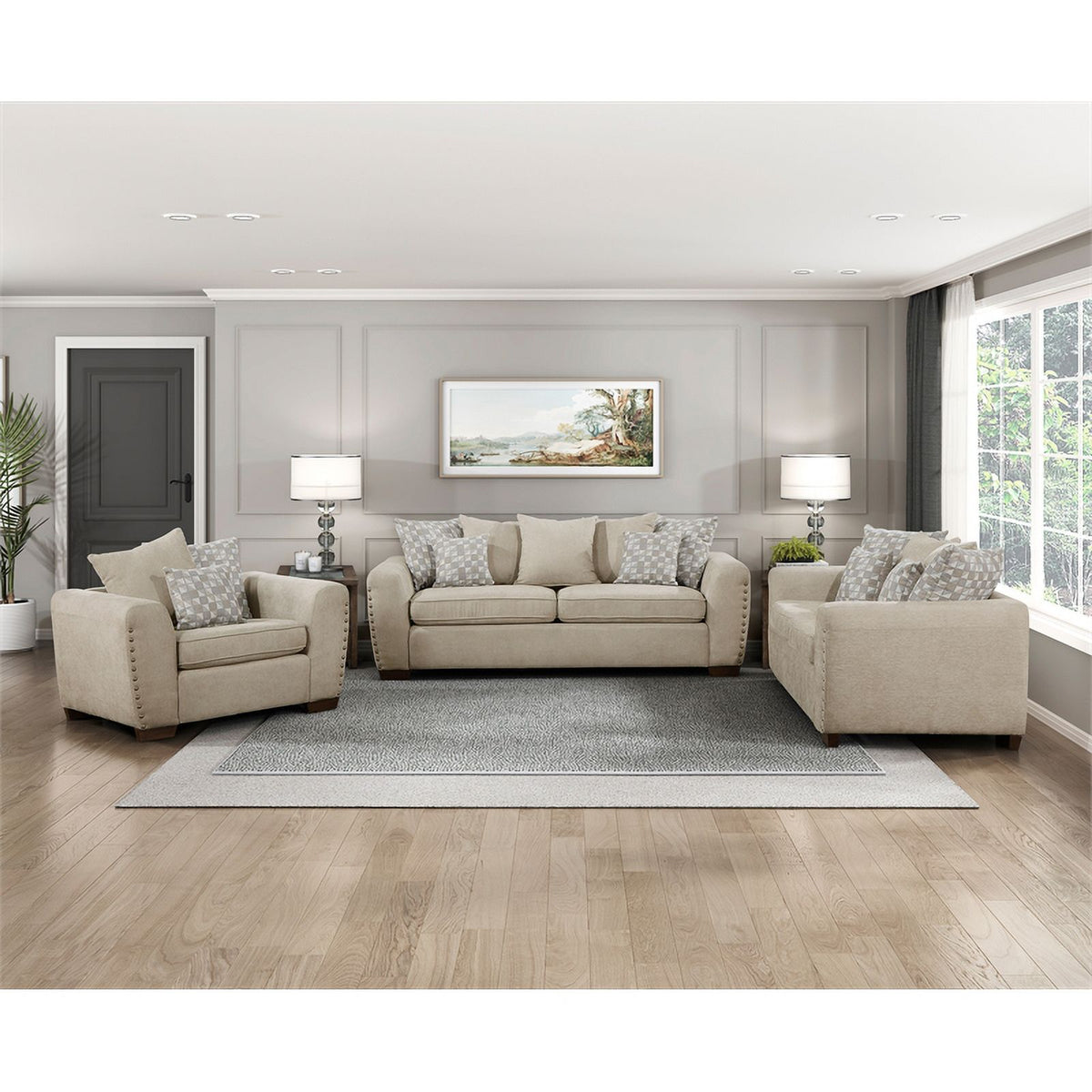 Light Brown Chenille Loveseat T8191