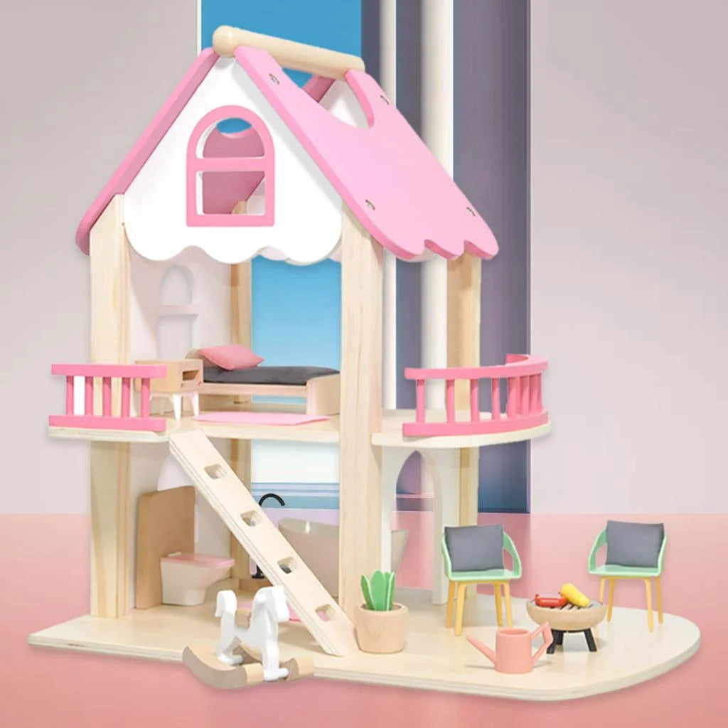 Miniature Castle Doll House with Doll Accessories Bedroom Educational Toys Y49418