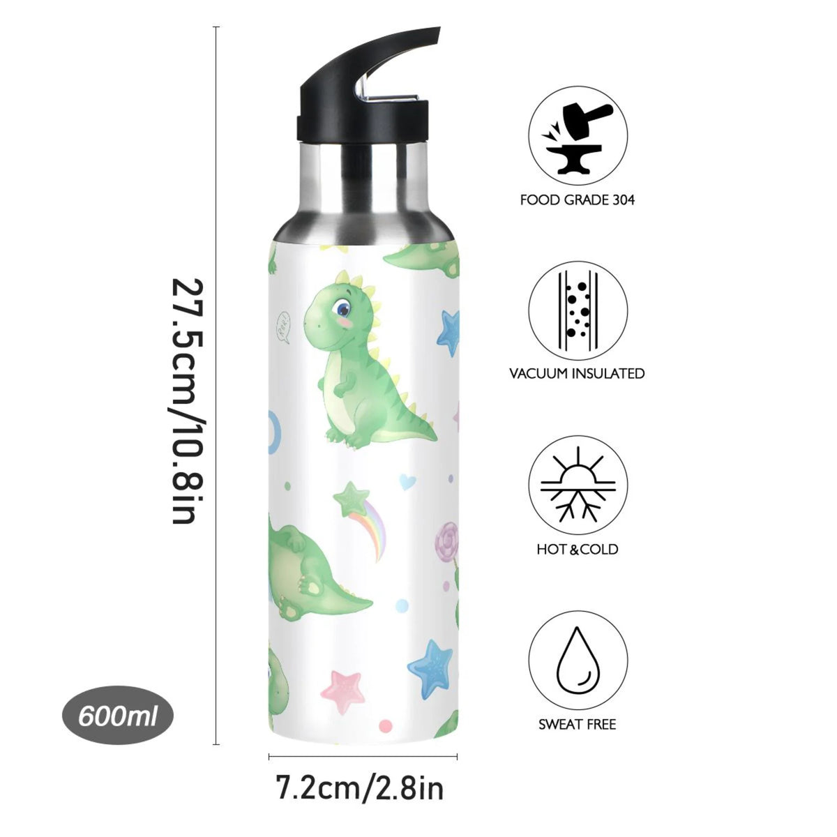 Stainless Steel Vacuum Insulated Water Bottle with Straw Lid 20 OZ J320798