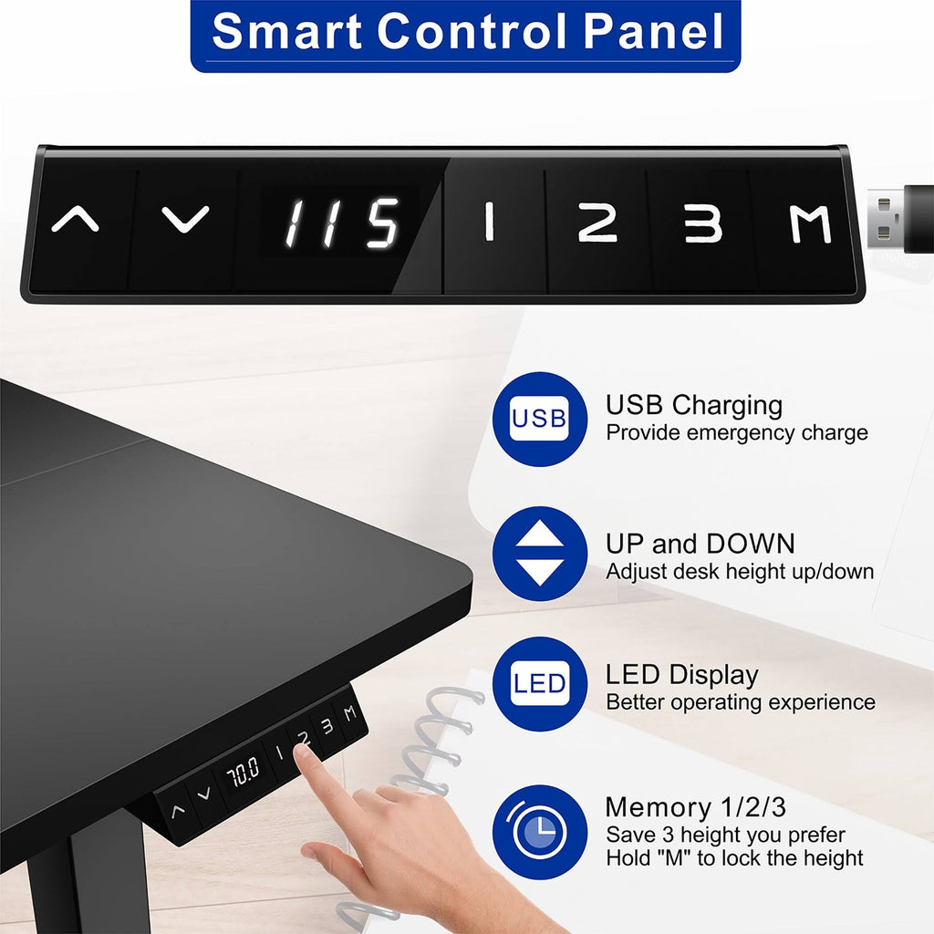 Black Height Adjustable Electric Standing Desk with Splice Board G30695