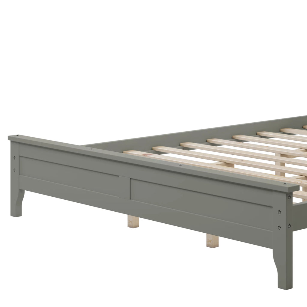 Espresso Queen Size Wood Platform Bed Frame with Headboard B2513