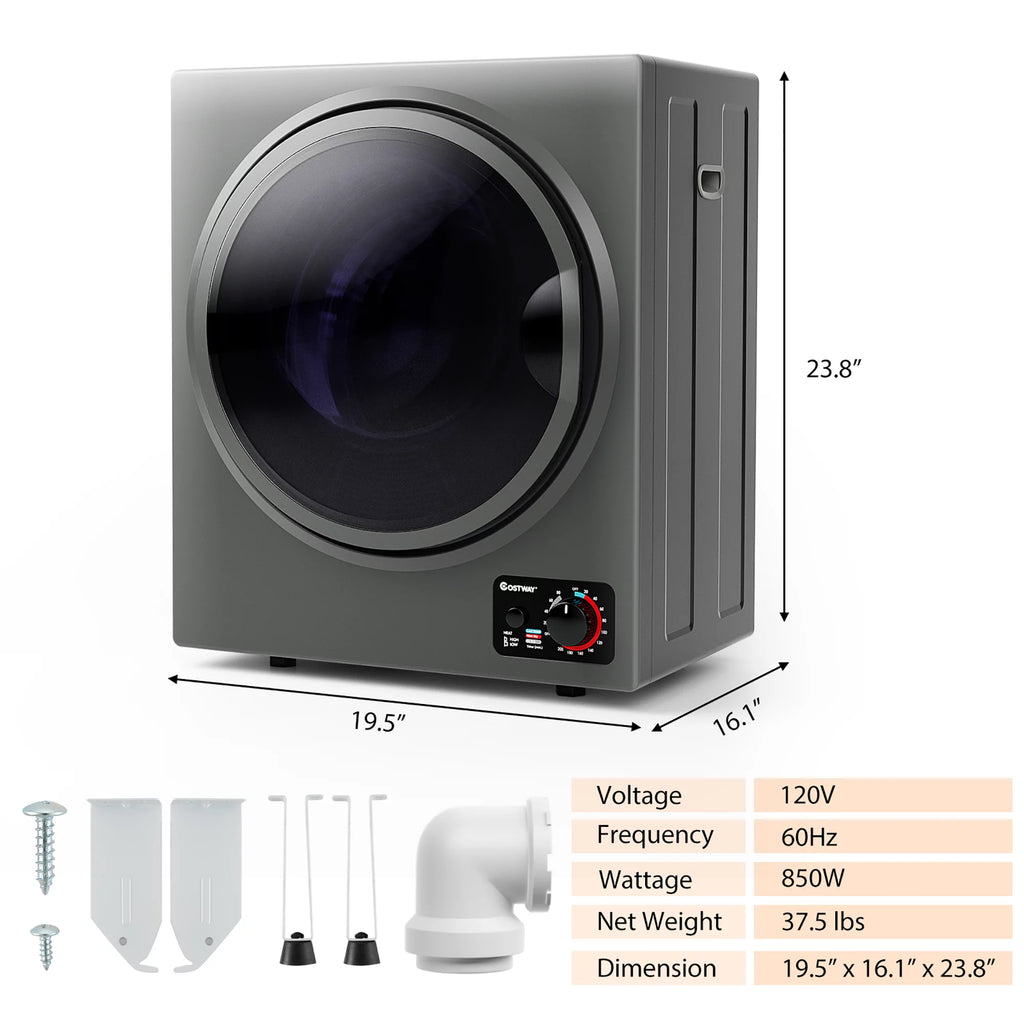 Compact Electric Laundry Dryer Stainless Steel Wall Mounted 1.5 cu.ft. K90163