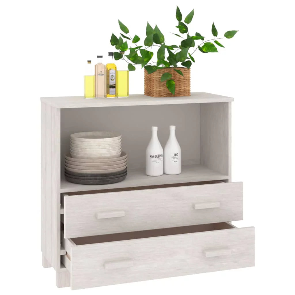 White Solid Wood Pine Sideboard Q7536