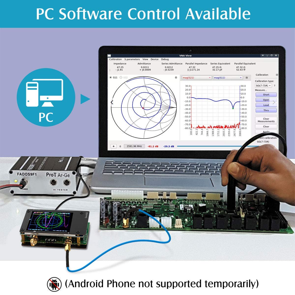 10KHz-3GHz Vector Network Analyzer with SMA Male to UHF Female Cables F359282