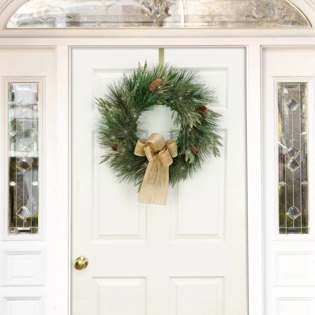 Pre Lit Artificial Christmas Wreath, 22 Inches G494
