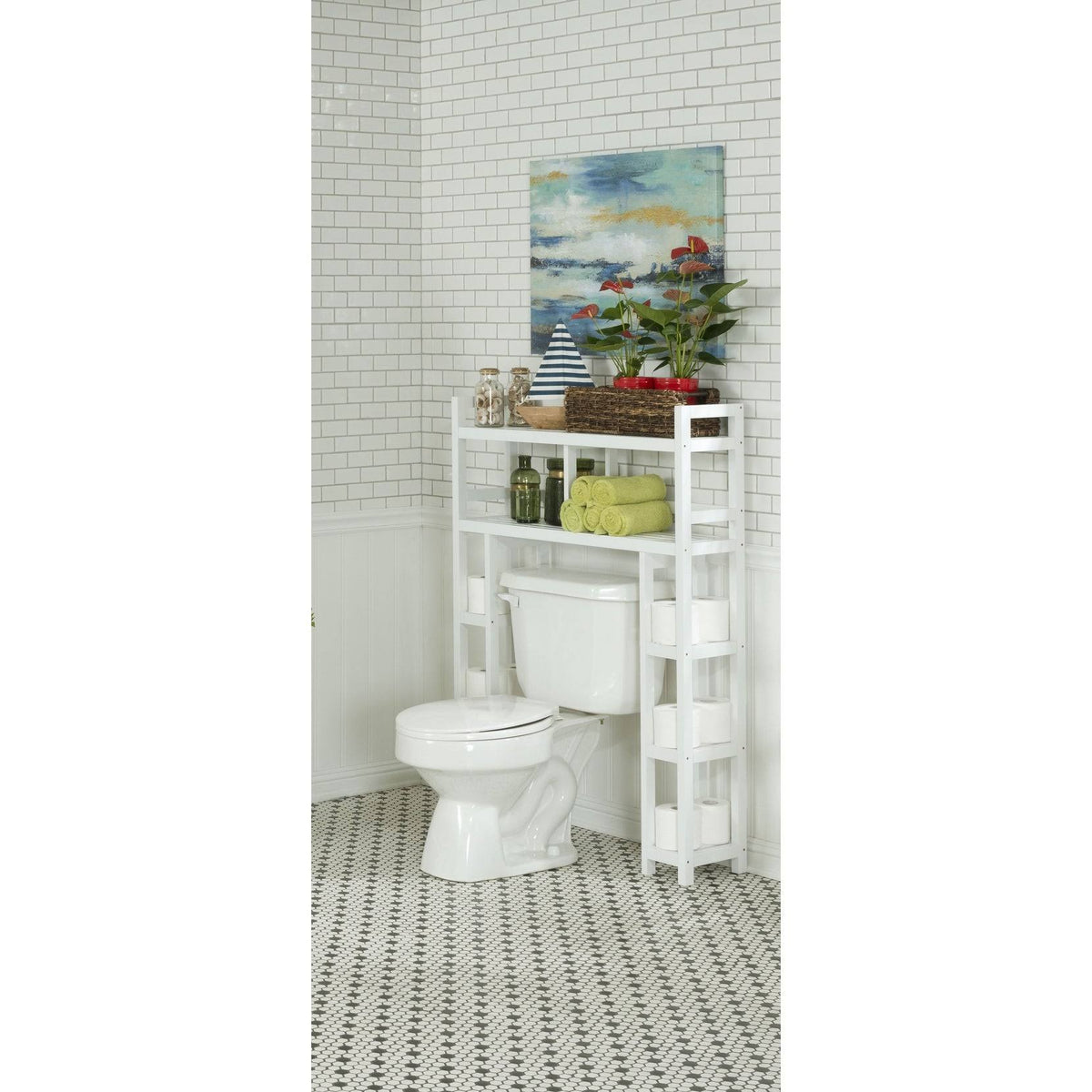 White Bathroom Organizer with 2 Shelves A6721
