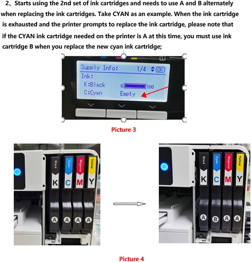 Sublimation Ink Cartridge 4-Pack for Sawgrass Virtuoso SG500 SG1000 Printer P662