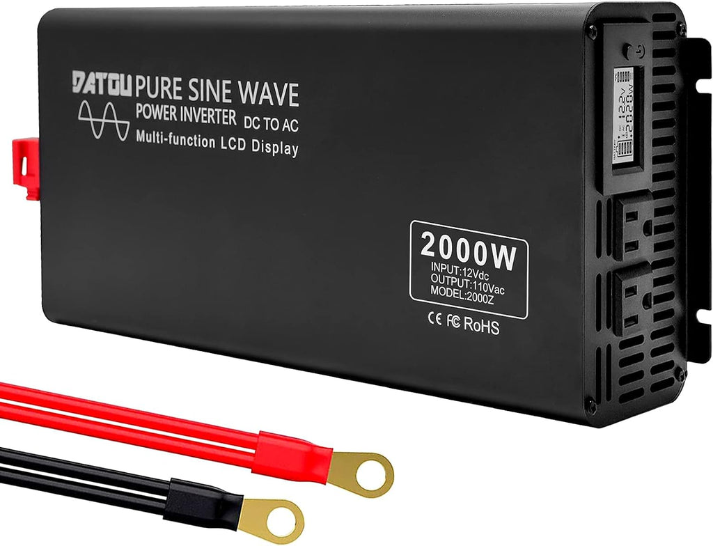 3000W Pure Sine Wave Power Inverter 12V DC to 110V AC Dual AC Outlets LED Display U73143
