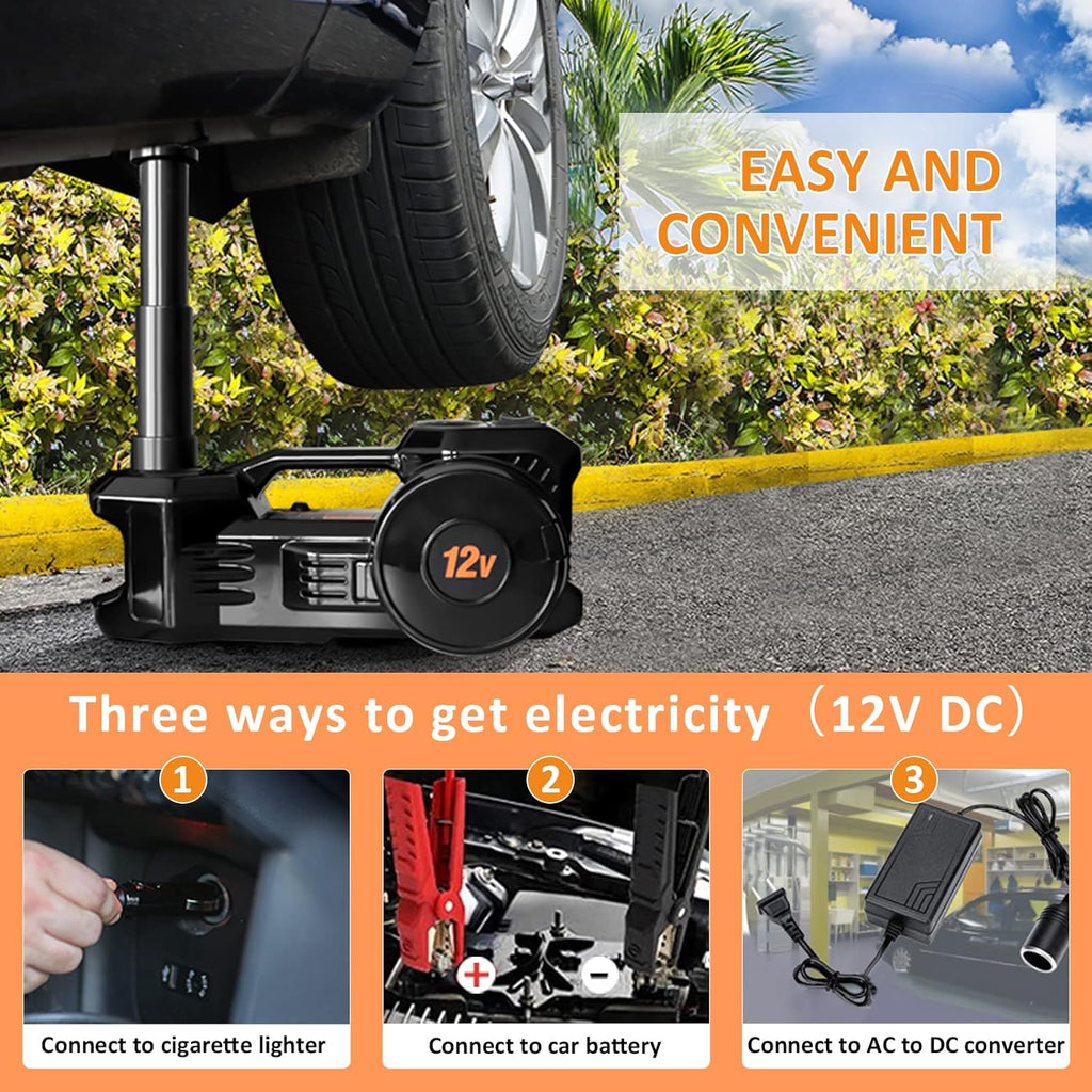 Electric Car Jack Kit 5 Ton Hydraulic Floor Jack with Impact Wrench and Tire Inflator D661
