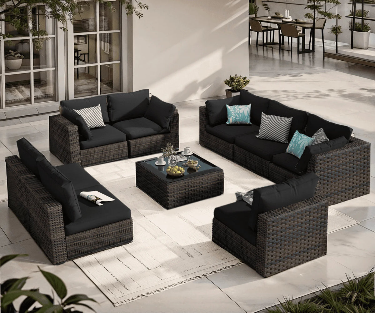 9 Pieces PE Wicker Rattan Outdoor Sofa Set C5132
