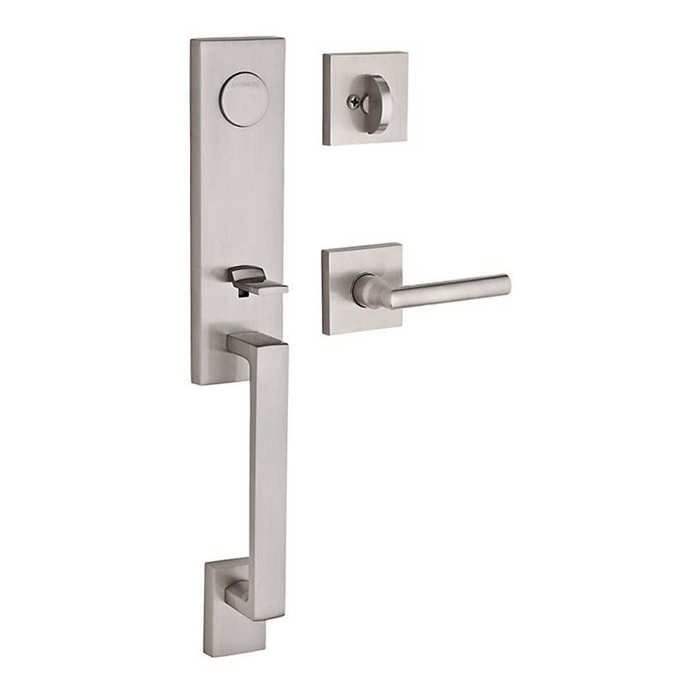 Satin Nickel Full Dummy Handleset Left Hand Tube Lever Square Rose I808