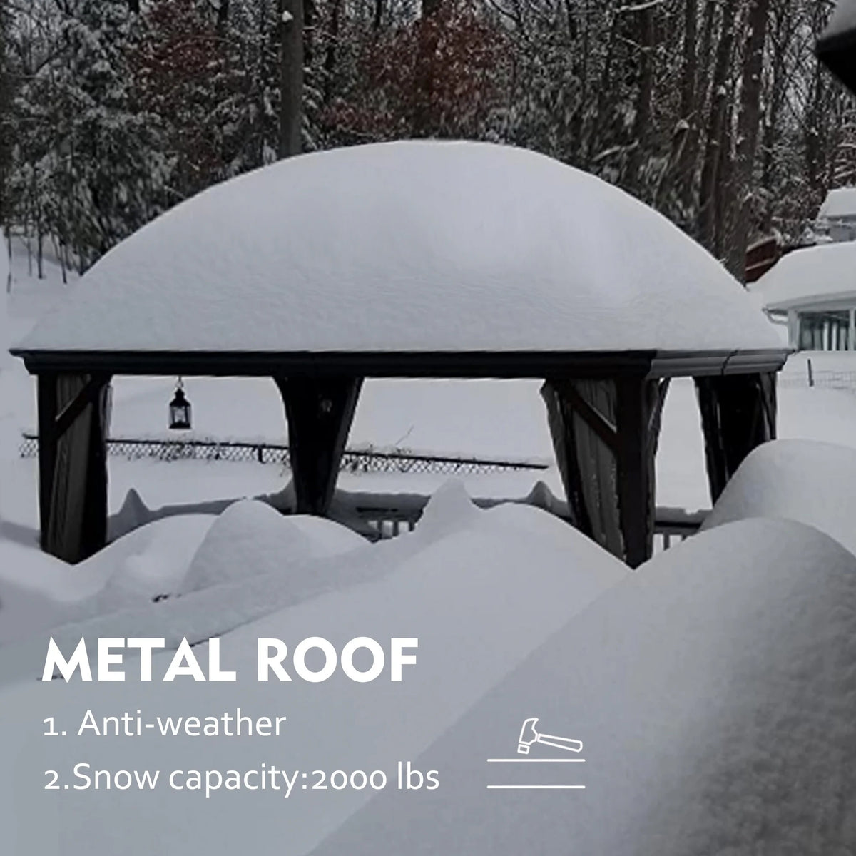 Grey Hardtop Gazebo with Steel Roof, Netting and Curtain 10' x 12' C66074