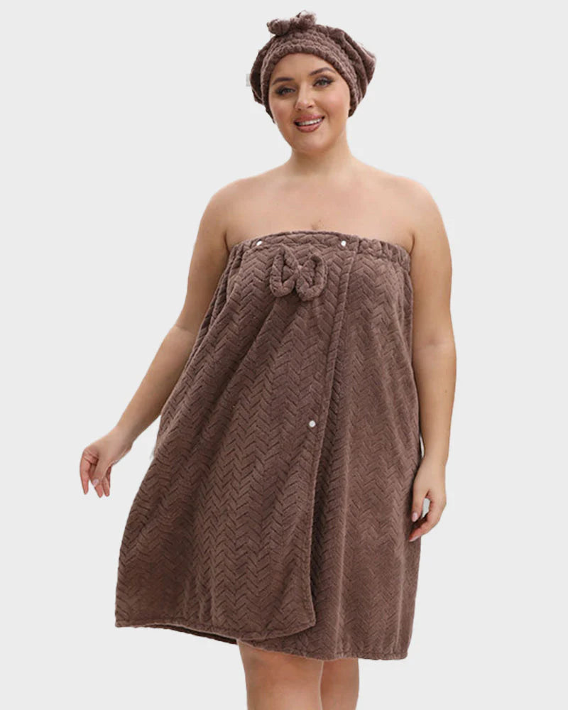 Adjustable Plus Size Bath Skirt & Quick-Dry Cap Set V182