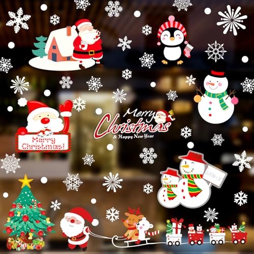 148 Pcs Christmas Snowflake Window Clings V8758