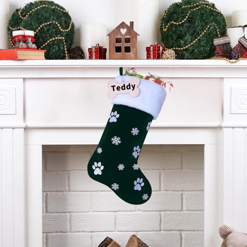 Black Pet Christmas Stockings with Wooden Bone Tag M67415