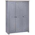3-Door Gray Pine Wardrobe E897565