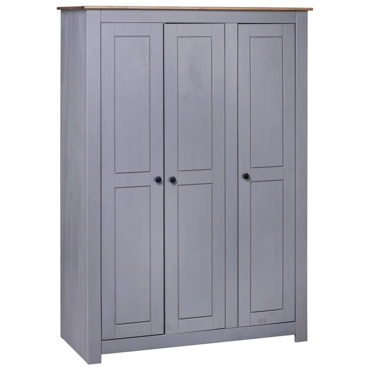 3-Door Gray Pine Wardrobe E897565