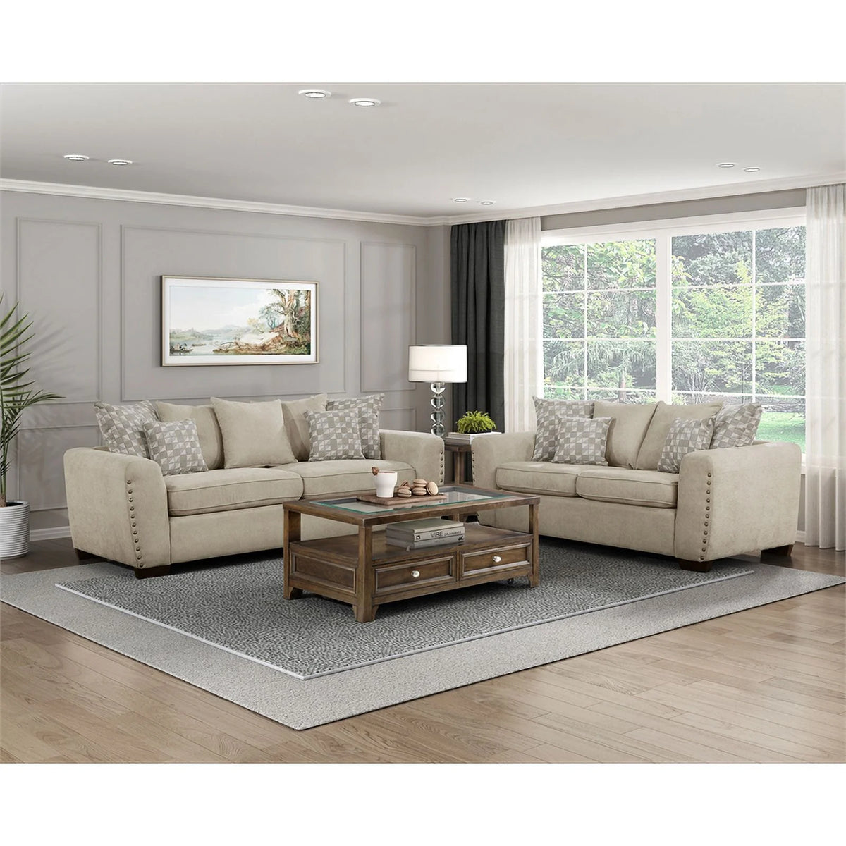 Light Brown Chenille Loveseat T8191