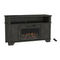 Black Electric Fireplace TV Stand with Media Shelves and Cabinets Z229