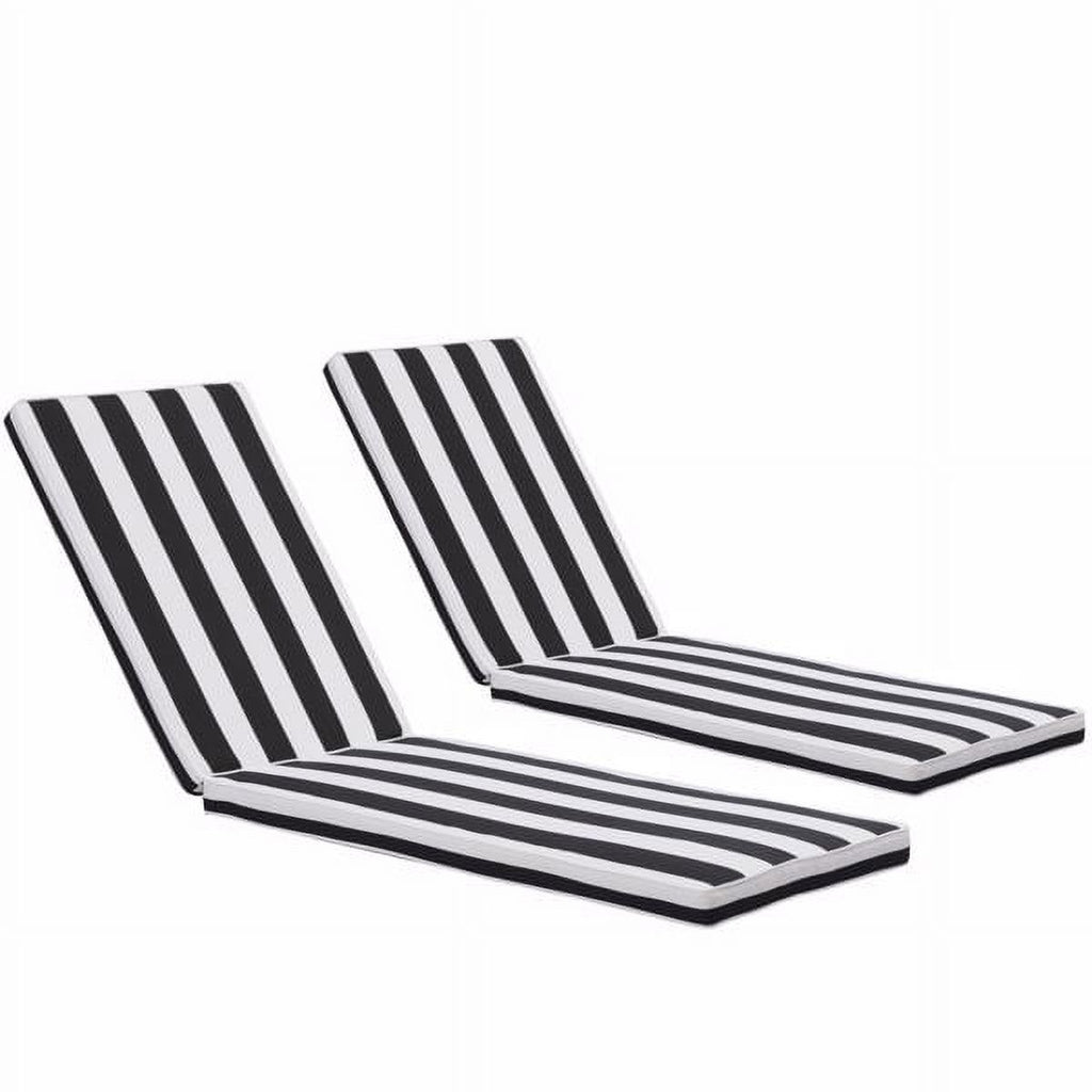 Black/White Patio Lounge Chair Cushion Set of 2 H51535