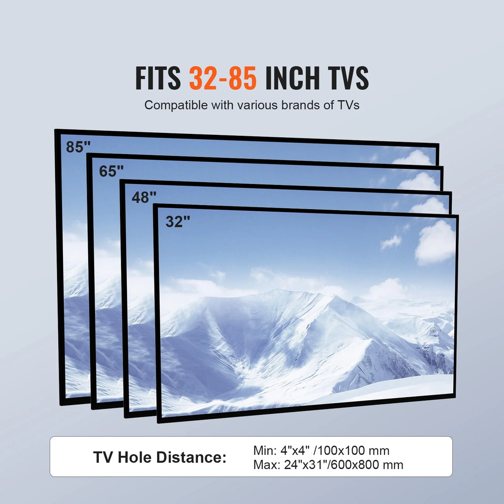 Modern Swivel Floor TV Stand for 32"-85" TVs Adjustable Height Glass F356