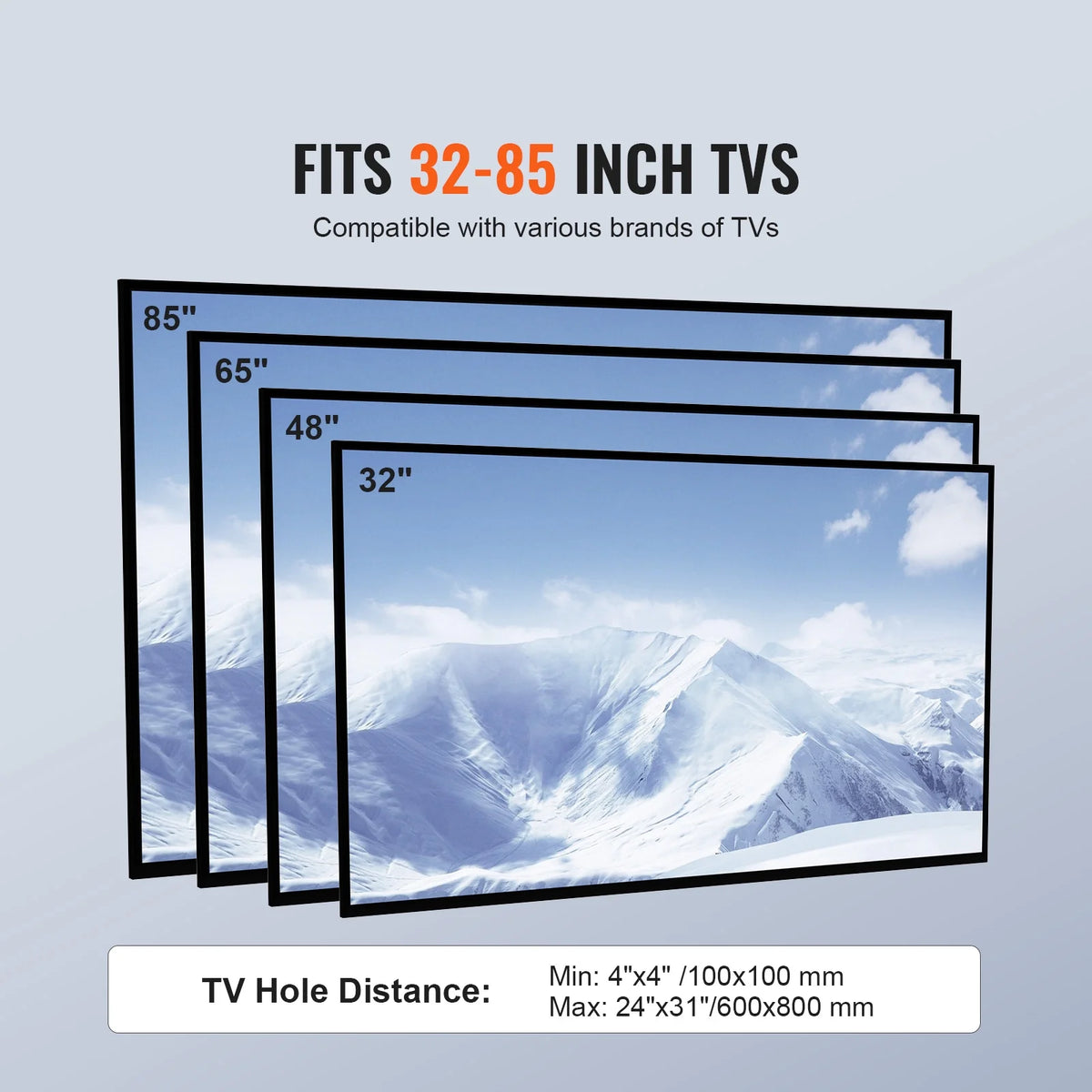 Modern Swivel Floor TV Stand for 32"-85" TVs Adjustable Height Glass F356