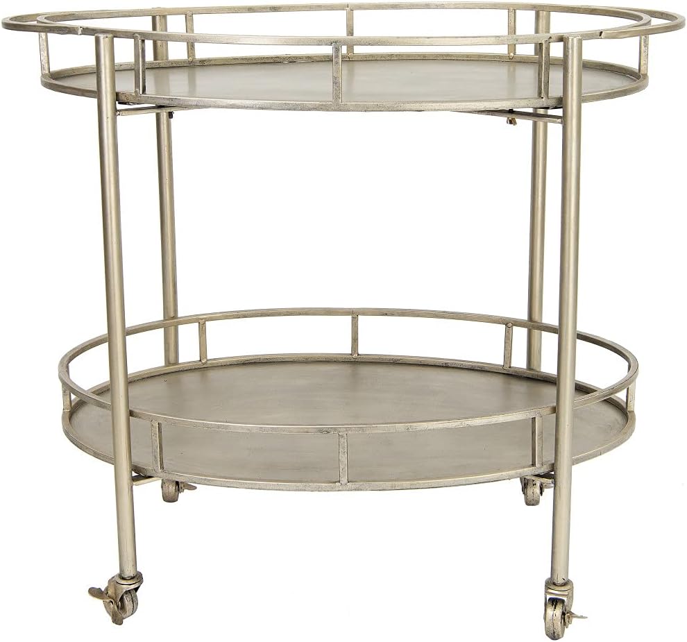 Gold 2 Tier Metal Bar Cart on Casters J1850
